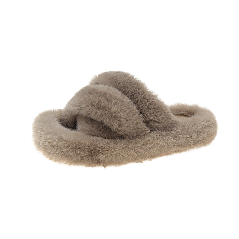 Pantoufles grande taille pour femmes, vêtements d'extérieur, fond épais, trois barres croisées