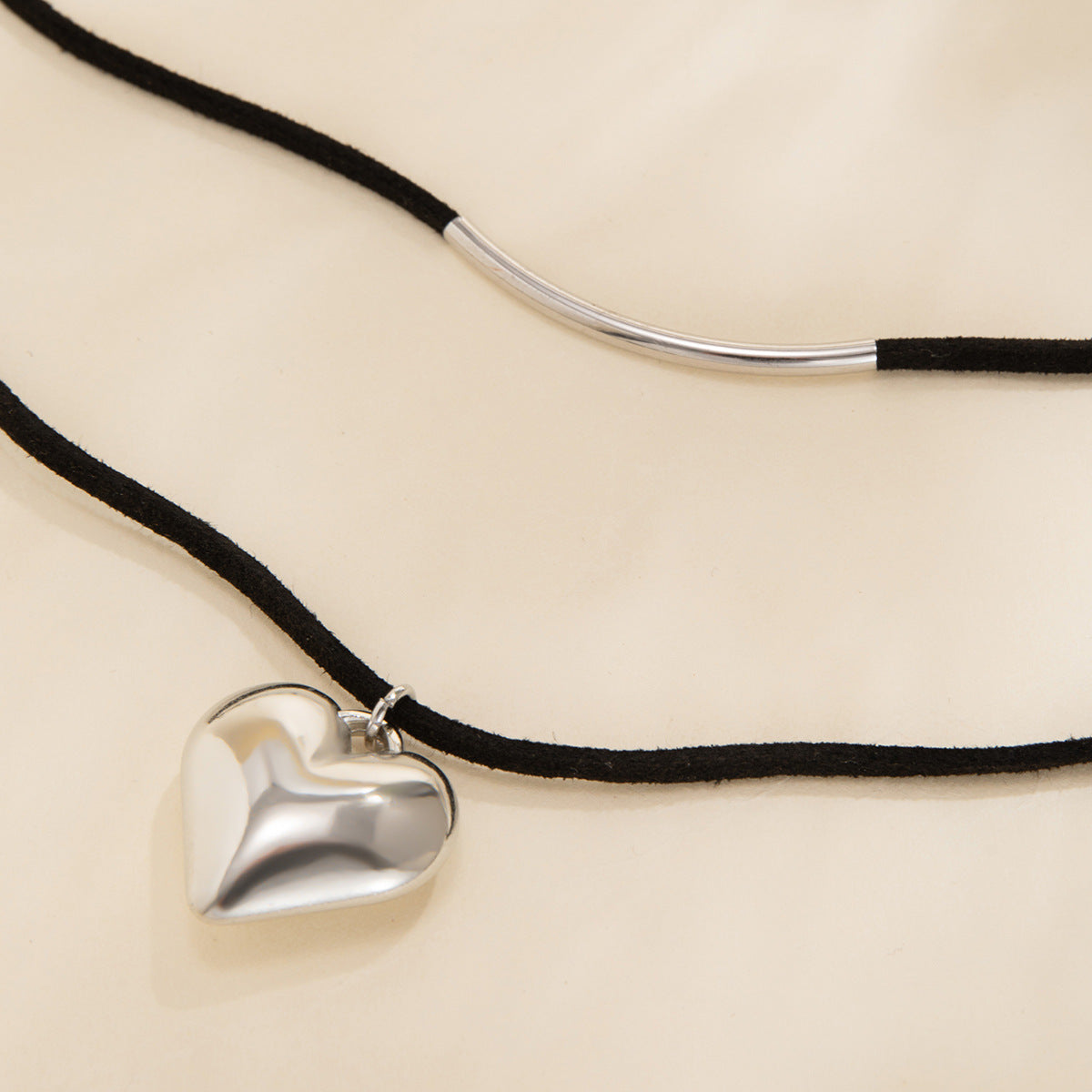 Collar con colgante en forma de corazón de amor Corazón de melocotón de doble capa