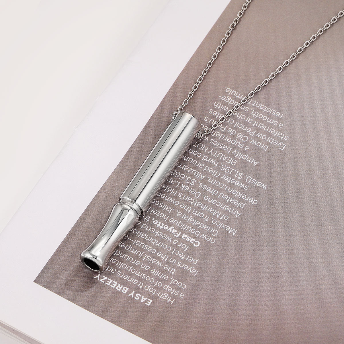 Collier de sifflet de méditation de yoga en acier inoxydable