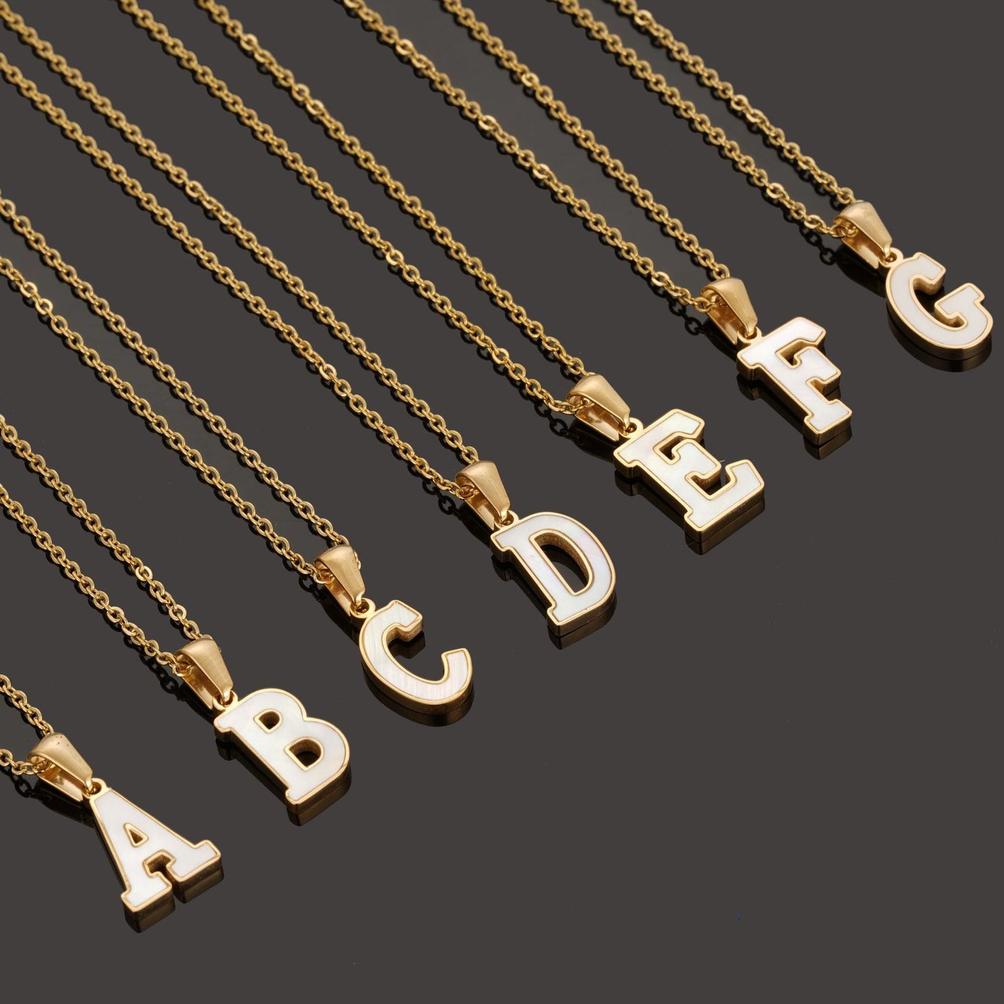 18K Gold Shell Stainless Steel Letter Pendant Necklace