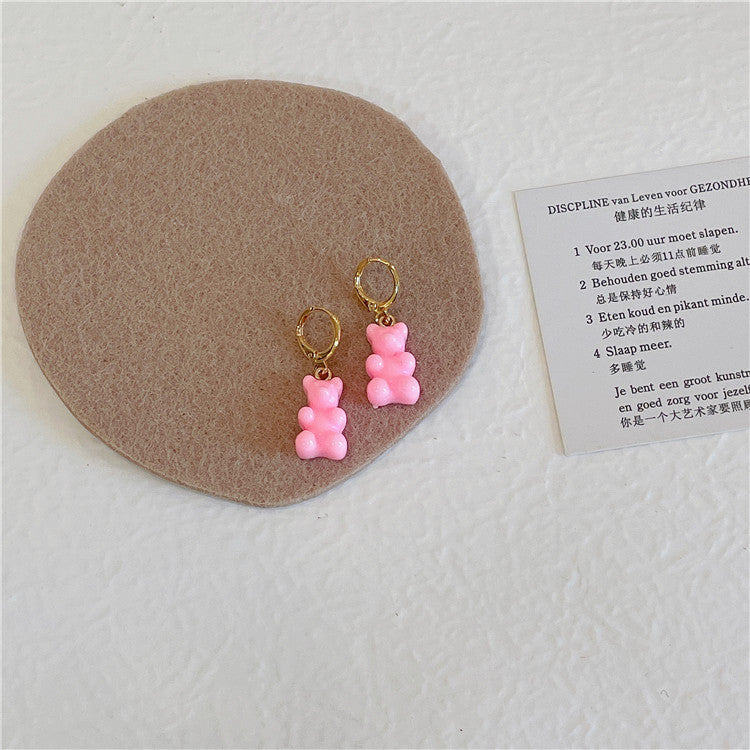 Boucles d'oreilles ours en bonbons colorés de Corée du Sud