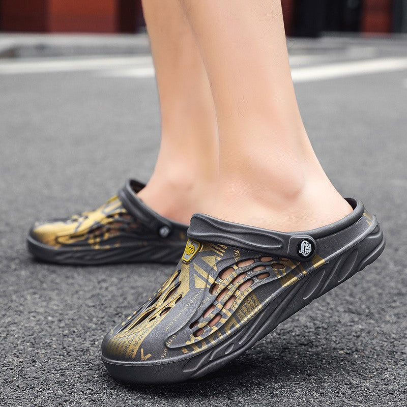 Zapatos con agujeros para hombre, zapatillas de talla grande, puntera