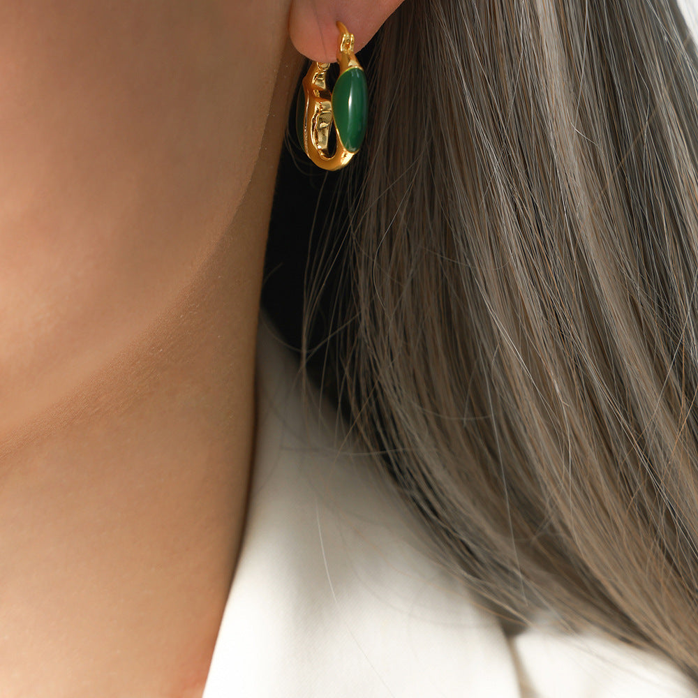 Clous d'oreilles creux en forme de U à glaçage coloré personnalisé pour femmes