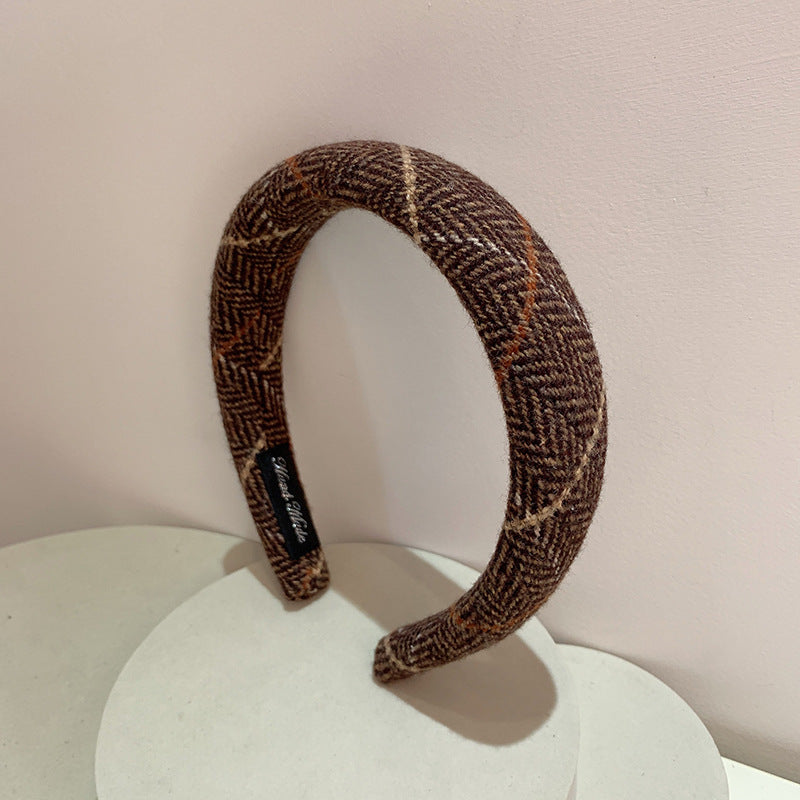 Bandeau en éponge à carreaux en laine, tempérament doux, ton chaud, haut tête de mort