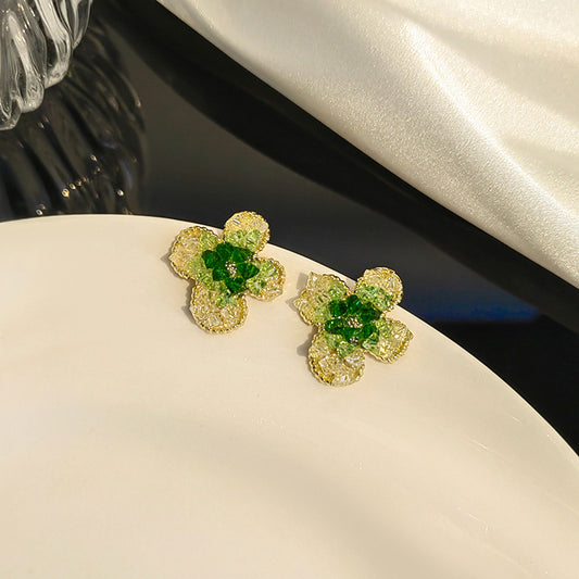 Women's High-grade Green Flower Earrings