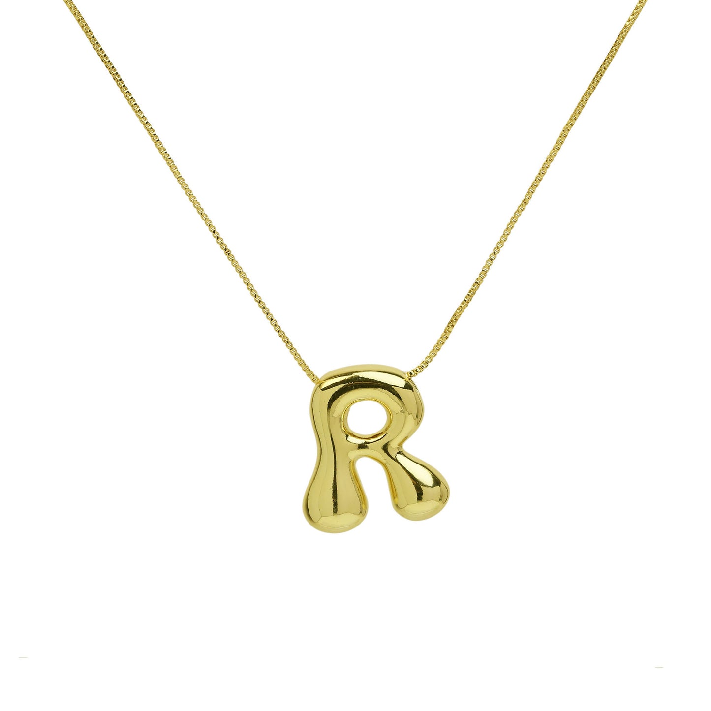 Brass Glossy Balloon English Letter Pendant Necklace