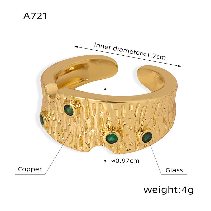 Bague convexe concave à texture géométrique irrégulière pour femme