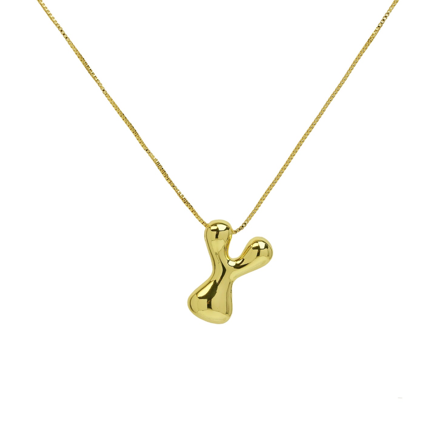Brass Glossy Balloon English Letter Pendant Necklace
