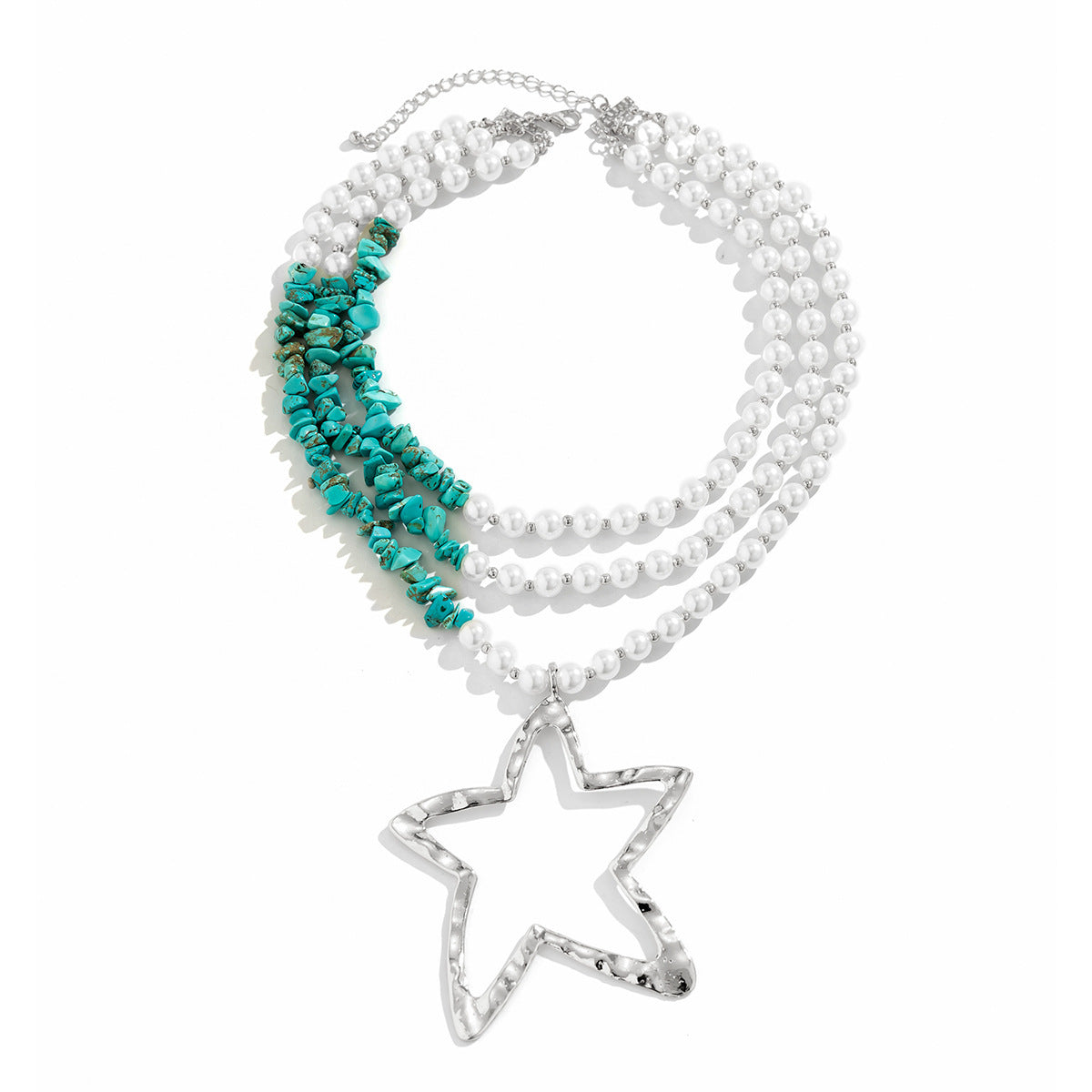 Exaggerated Women's Imitation Pearl Beaded Necklace Multi-layer