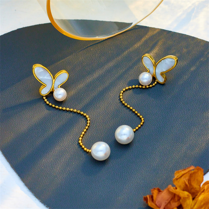 Boucles d'oreilles asymétriques à pampilles papillon, boucles d'oreilles à la mode assorties avec tout