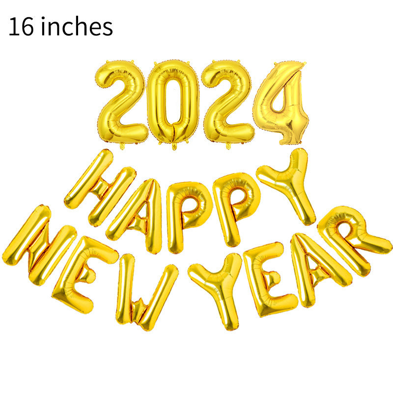 2024 Happy New Year Aluminum Balloon 16-inch Happynewyear
