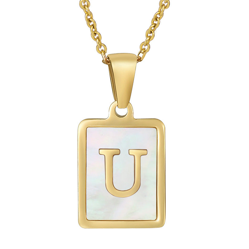 Women's Fashionable Stainless Steel Shell Letter Necklace