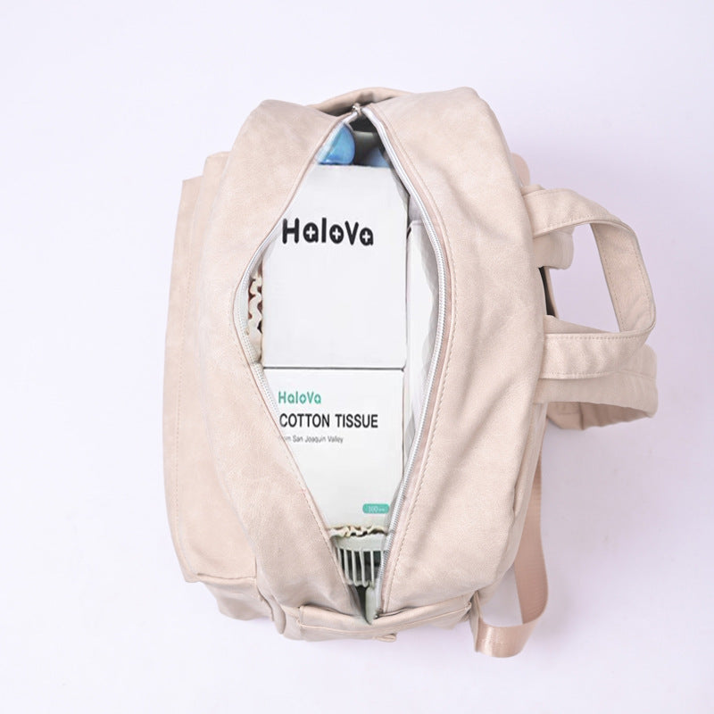 Sac à dos multifonctionnel pour maman, grande capacité en cuir PU, séparation sèche et humide, sac de voyage pour bébé