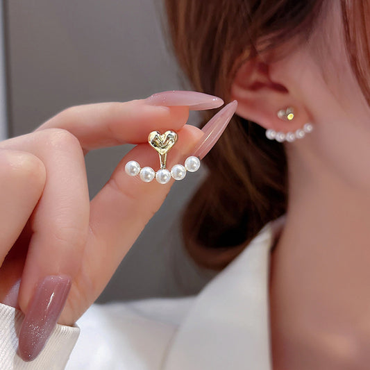 Boucles d'oreilles en argent avec petites perles, aiguille, Design féminin
