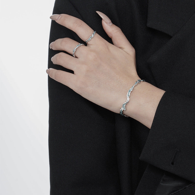 Bague époxy à texture givrée en argent sterling