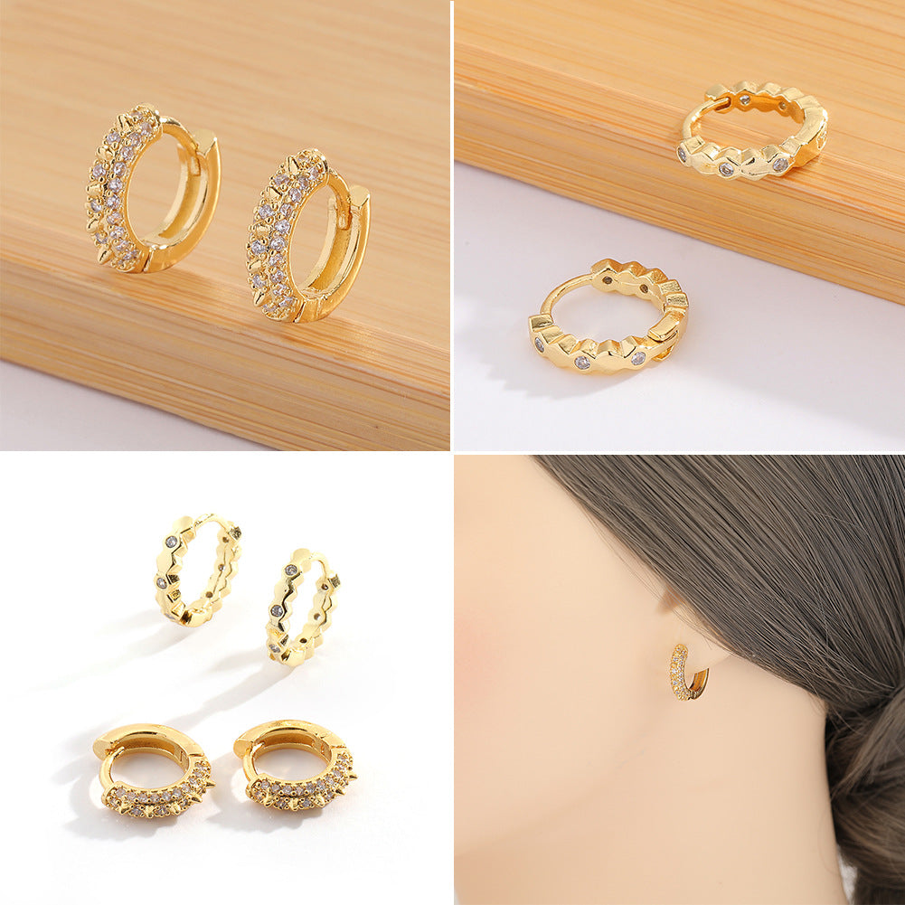 Boucles d'oreilles en or 18 carats plaqué cuivre à la mode, géométriques