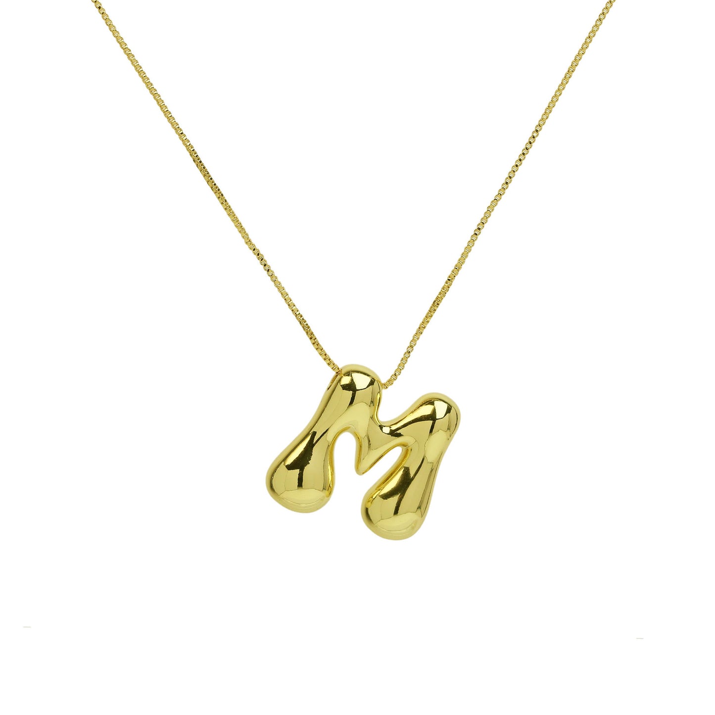 Brass Glossy Balloon English Letter Pendant Necklace