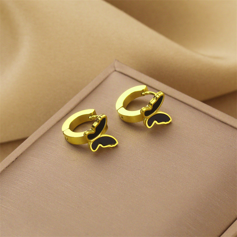 Boucles d'oreilles européennes et américaines en acier titane sans décoloration