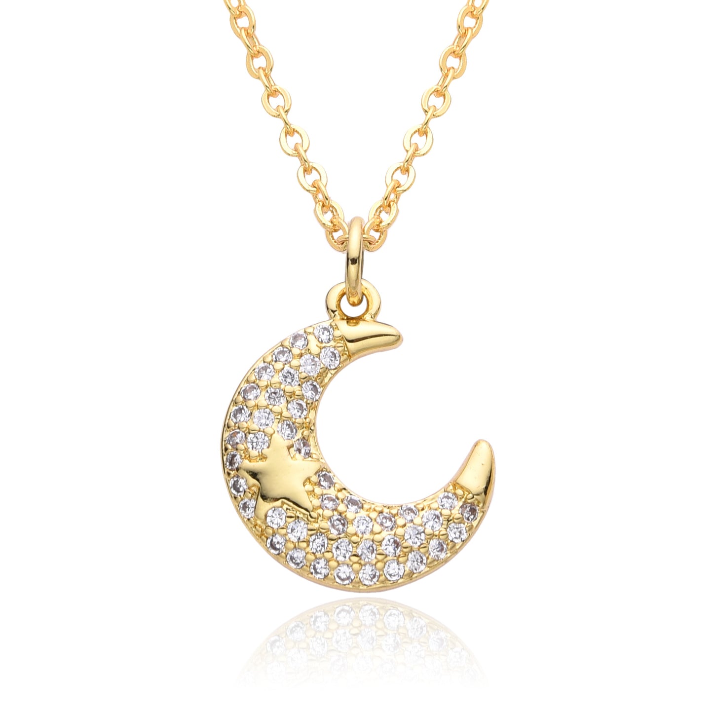 Collar de diamantes lleno de luna con microincrustaciones para mujer