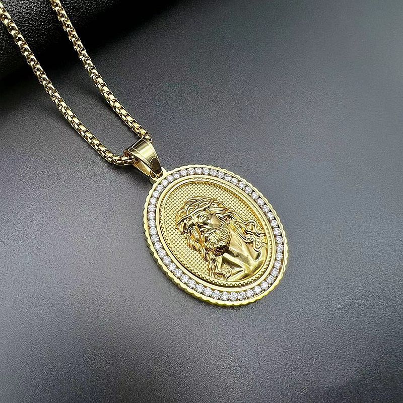 Collier pendentif jésus en Zircon plaqué or sous vide en acier inoxydable