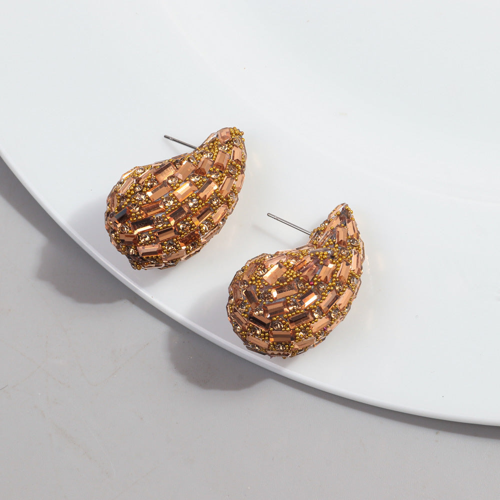 Boucles d'oreilles à tige en métal tendance et entièrement bijoux