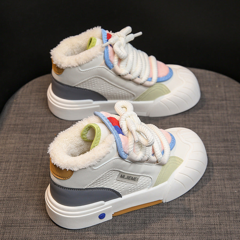 Chaussures blanches montantes pour femmes, chaussures de Skate de sport décontractées