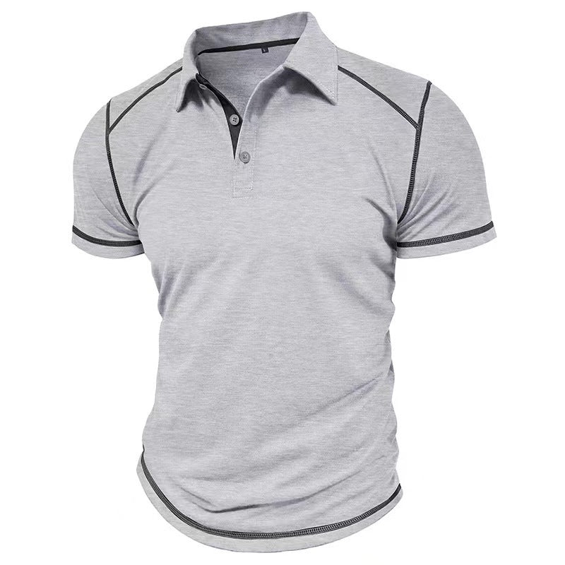 Men's Lapel Contrast Color Polo Shirt Short Sleeve
