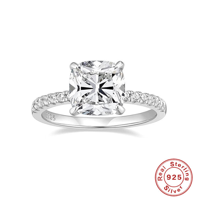 Anillo de plata esterlina con joyería de viento frío claro de lujo y textura