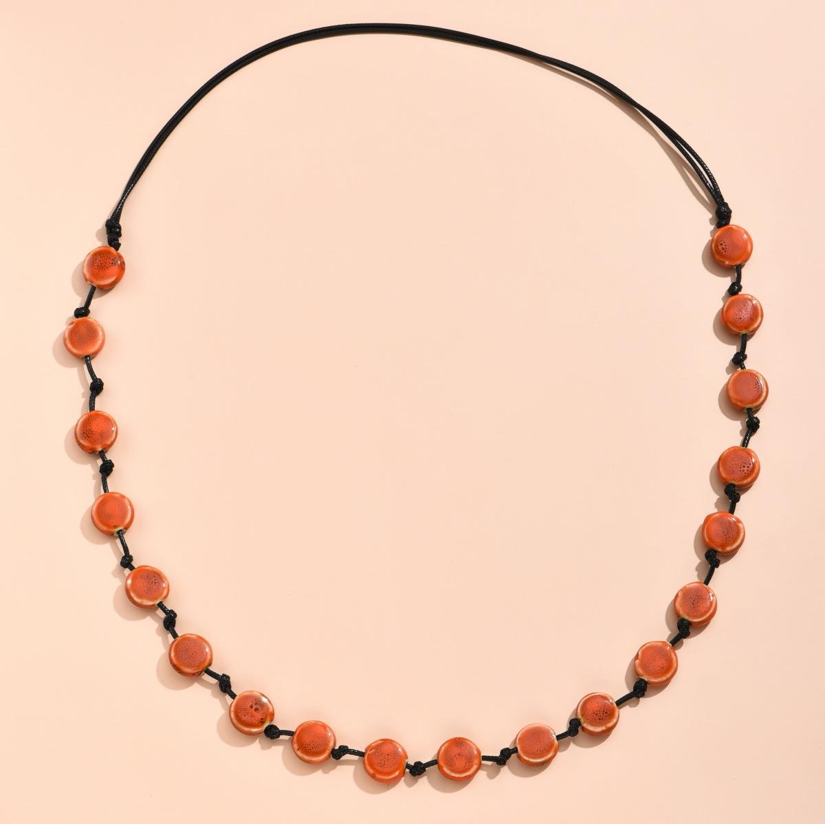 Simple Flat Beads Long Necklace For Women