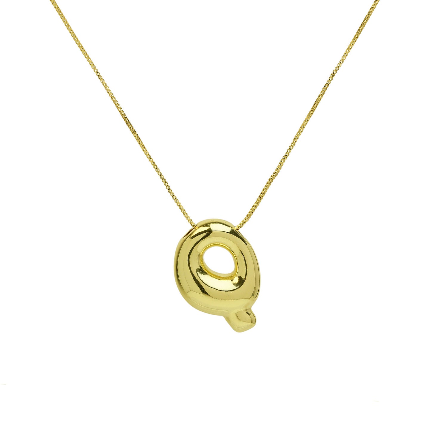 Brass Glossy Balloon English Letter Pendant Necklace