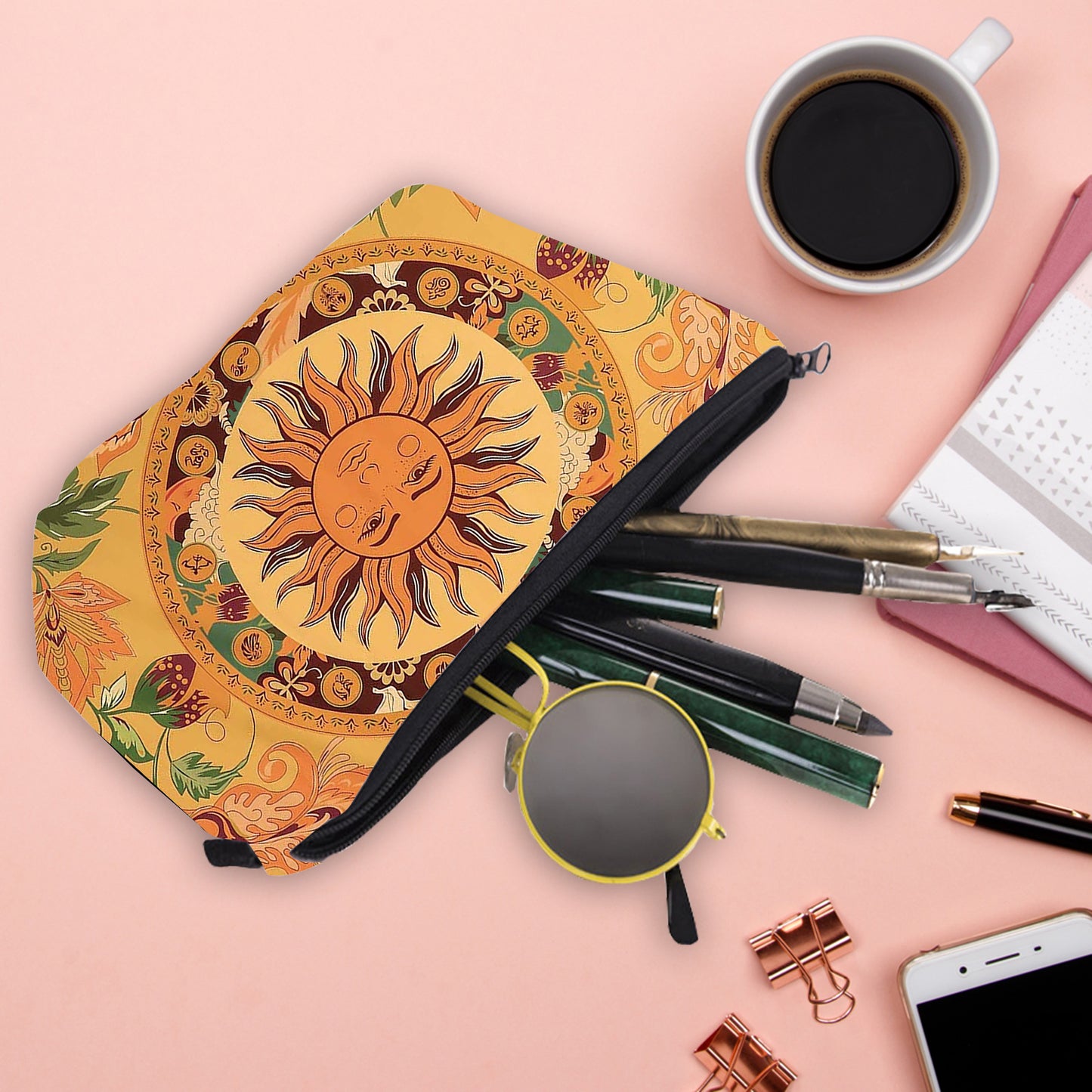 Trousse à cosmétiques européenne et américaine à motif de tournesol