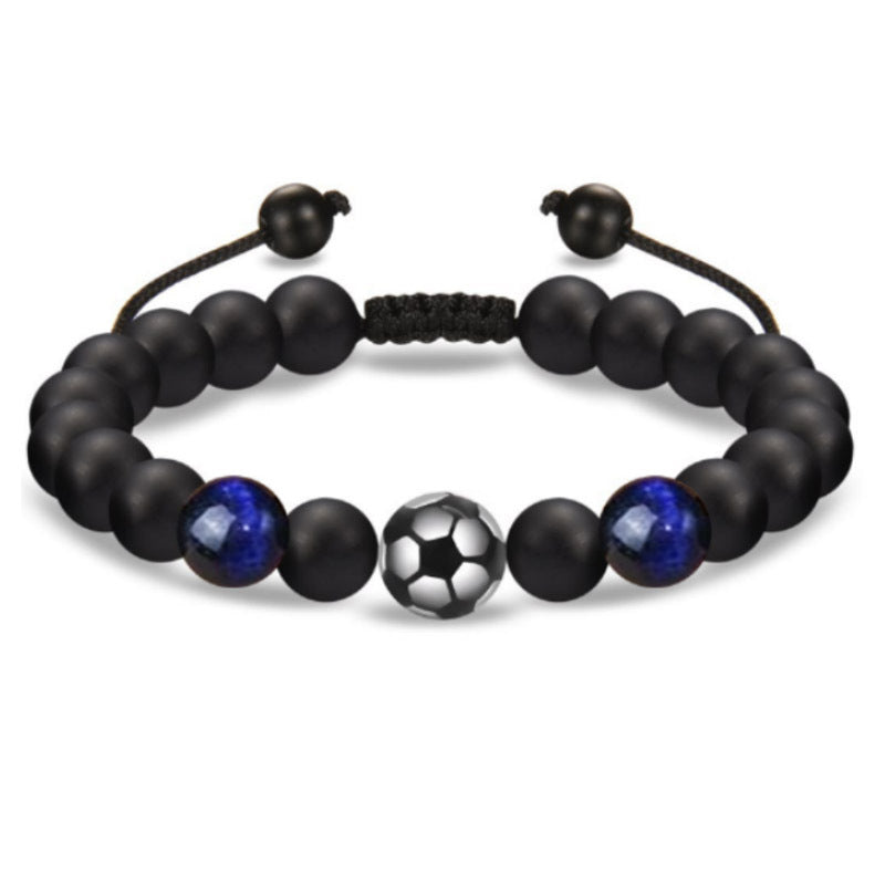 Bracelet tissé de perles de football pour hommes