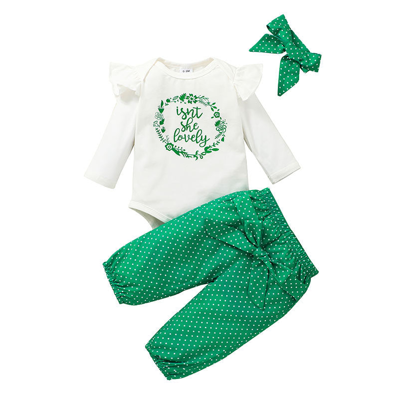 Printemps et automne vêtements pour enfants couverture lettres de mode européennes et américaines pantalons à manches longues pour bébés filles ensemble 3 pièces vêtements pour bébé