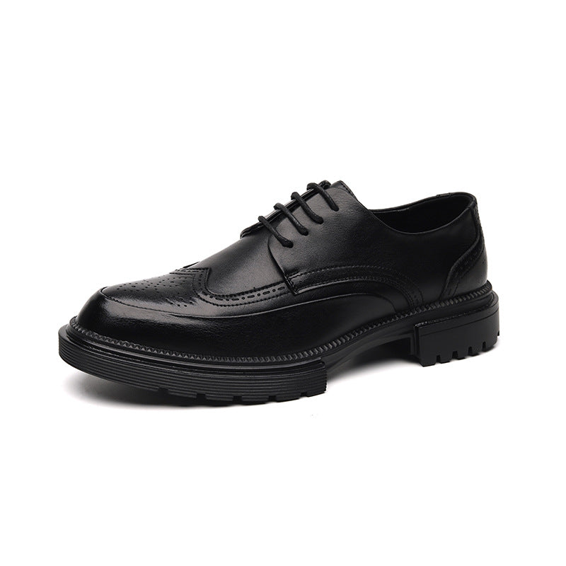 Zapatos casuales de cuero con plataforma Brogue para hombre