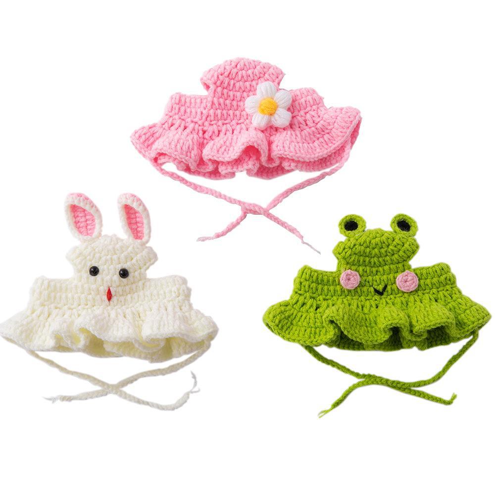 Gorro de punto con diseño de gato y encaje de cuerno de sirvienta