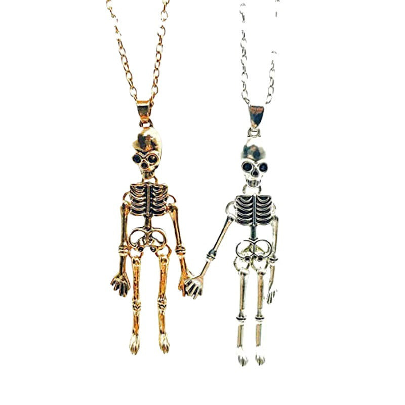 Collier fantôme crâne vintage main dans la main