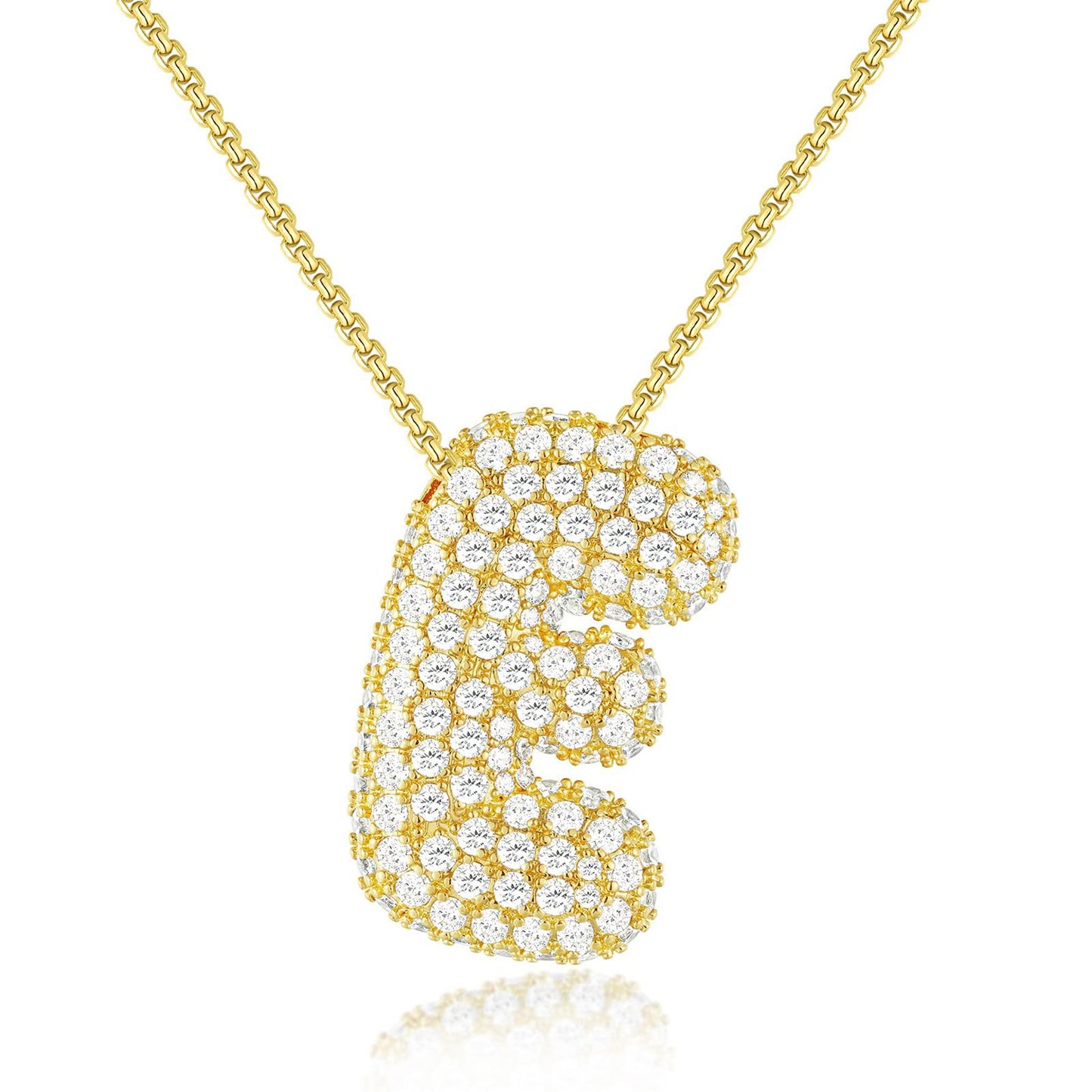 All-matching 26 English Letters Pendant Necklace Female Inlaid Zircon Chubby Balloon Letters