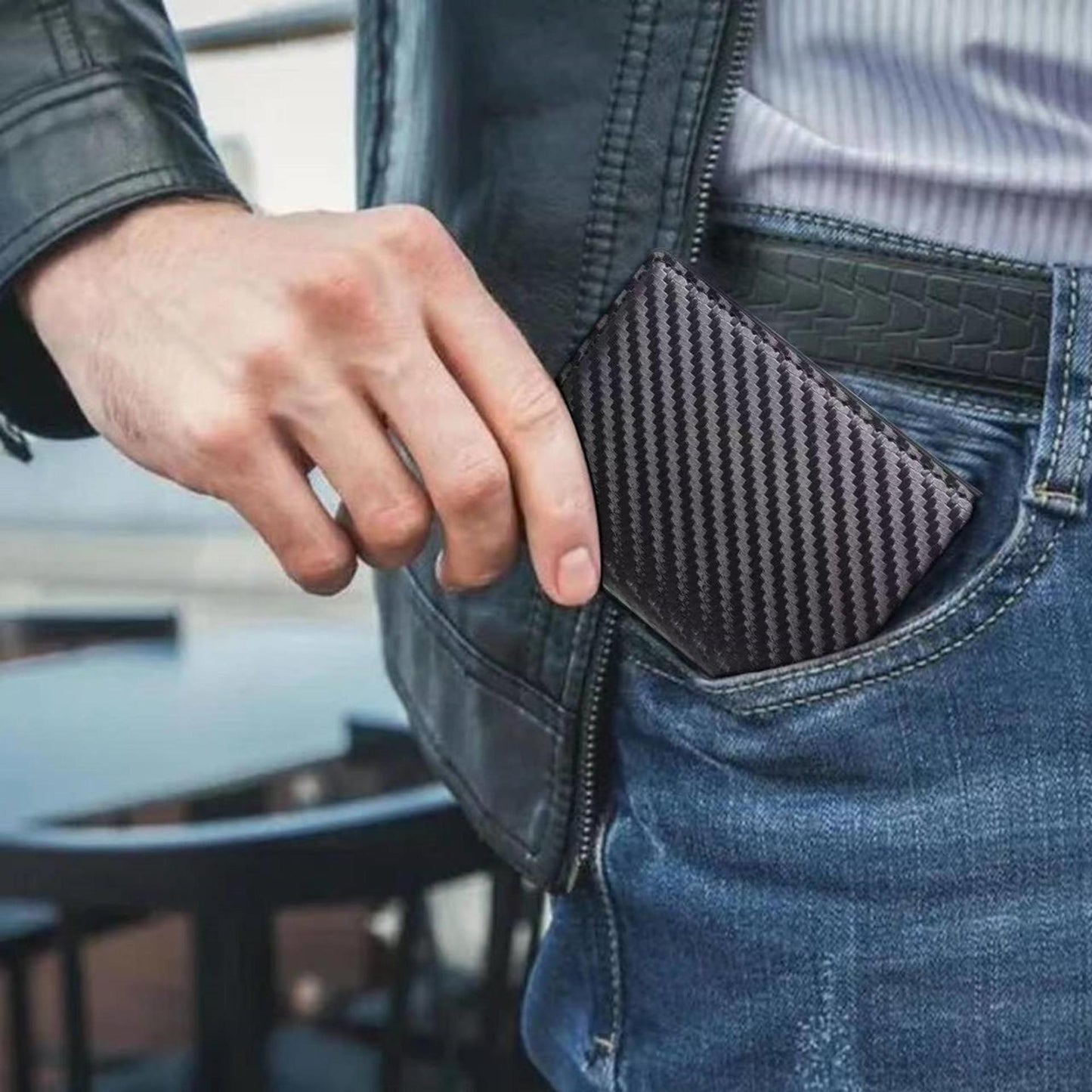 Portefeuille pour hommes antivol à inspection complète