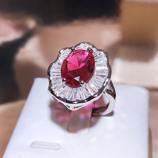 Women's Stone-inlaid Red Eye-catching Ring