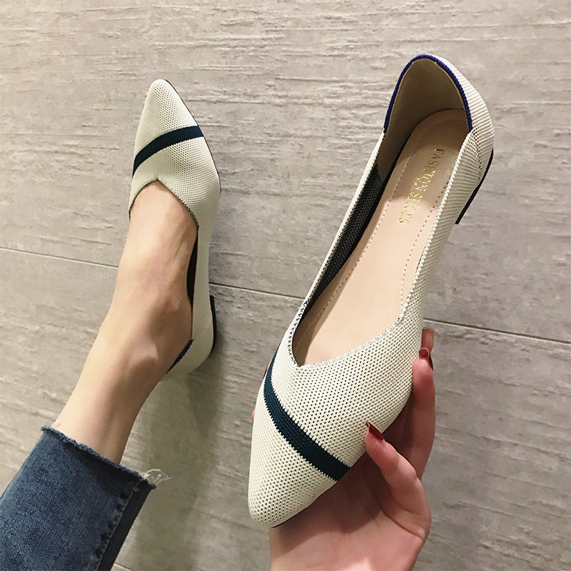 Chaussures de ballet pliables tissées volantes décontractées à la mode pour femmes