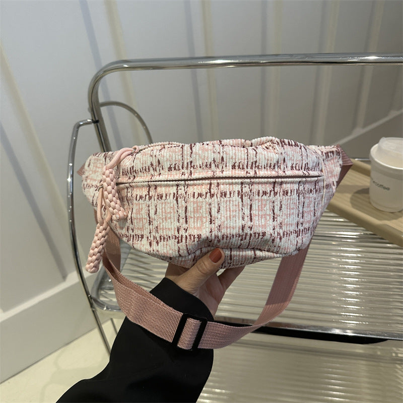 Plaid Contrast Color Women's Waist Bag Fashion