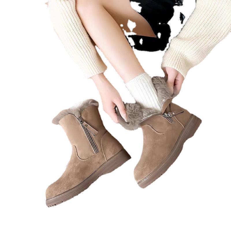 Bottes de neige épaisses doublées polaire femme antidérapantes chaudes