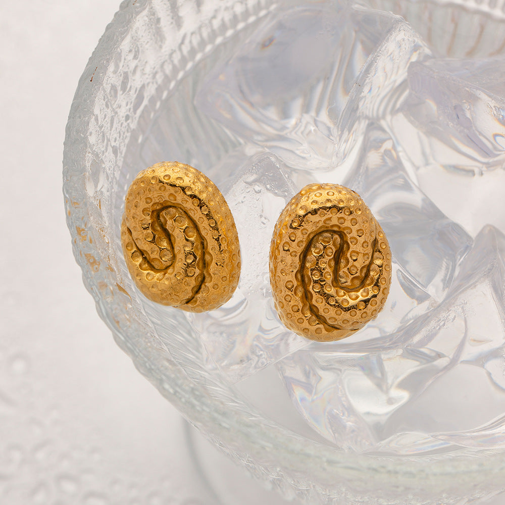 Boucles d'oreilles à motif de marteau en spirale en acier titane