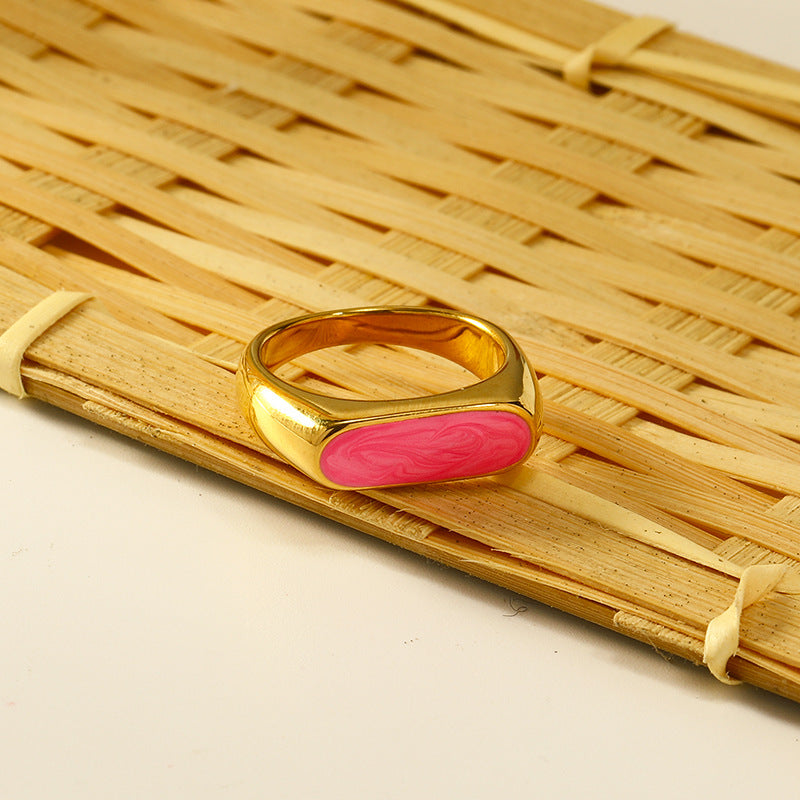 Bague d'index en acier titane brillant à texture simple de style coréen