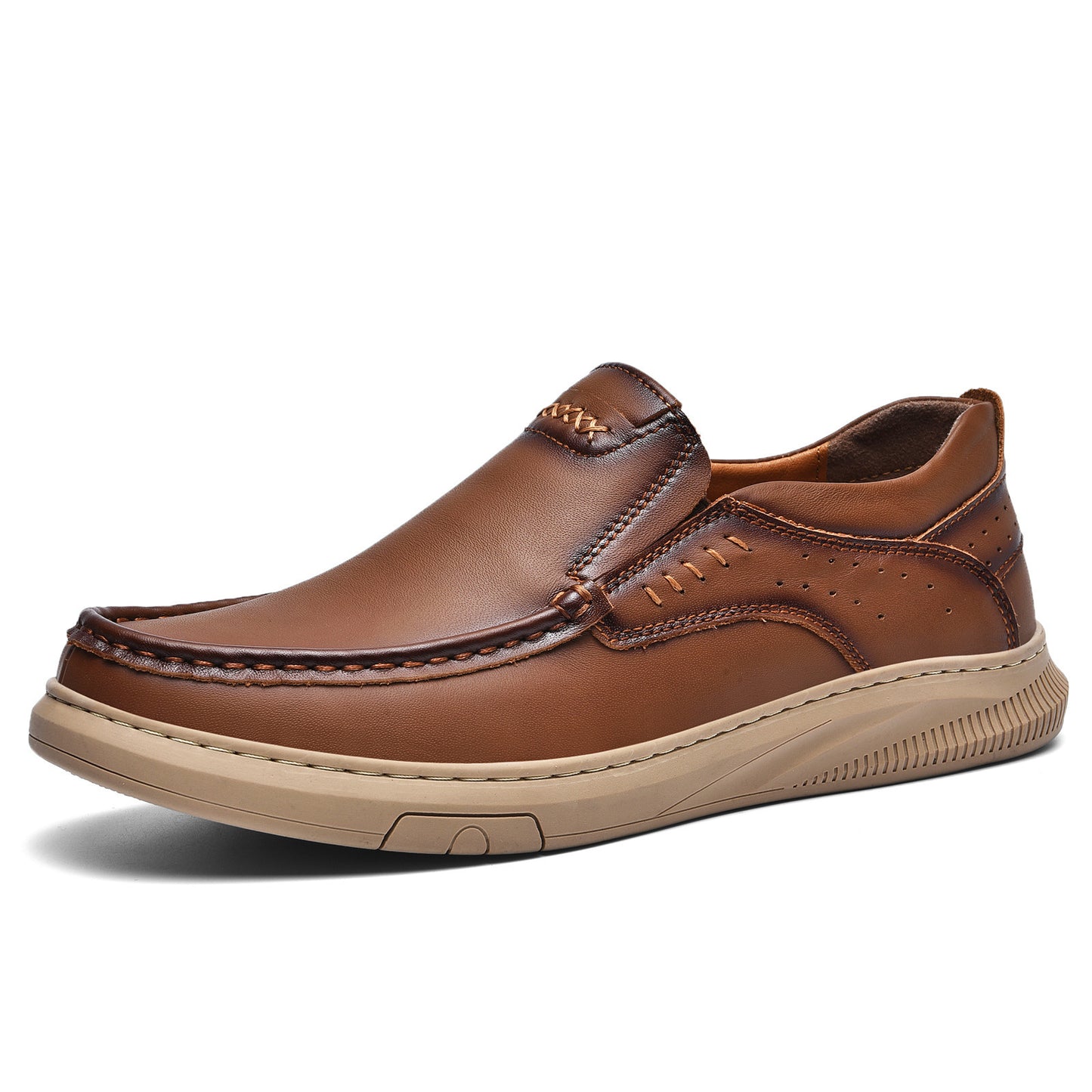 Chaussures à enfiler en cuir de vache pour hommes, couche supérieure