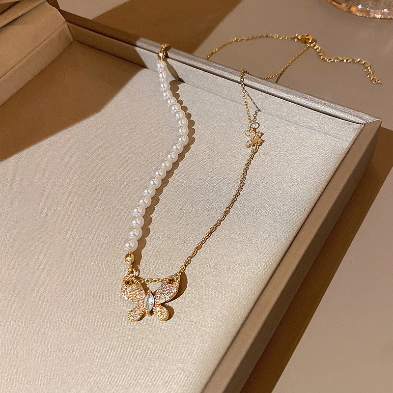 Collier de perles d'amour à coutures assorties pour femmes