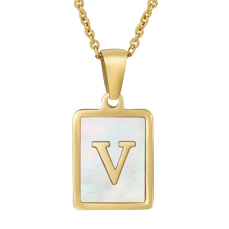 Women's Fashionable Stainless Steel Shell Letter Necklace
