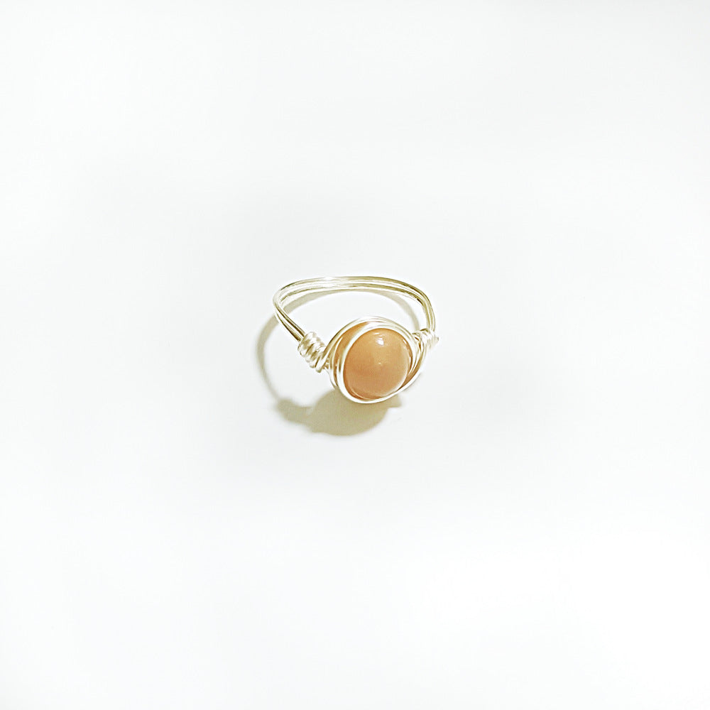 Bague d'améthyste en agate simple et naturelle à la mode