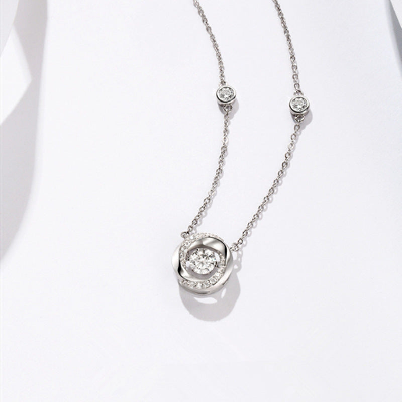 Collier intelligent en argent sterling 925 Mobius de trois secondes pour femme