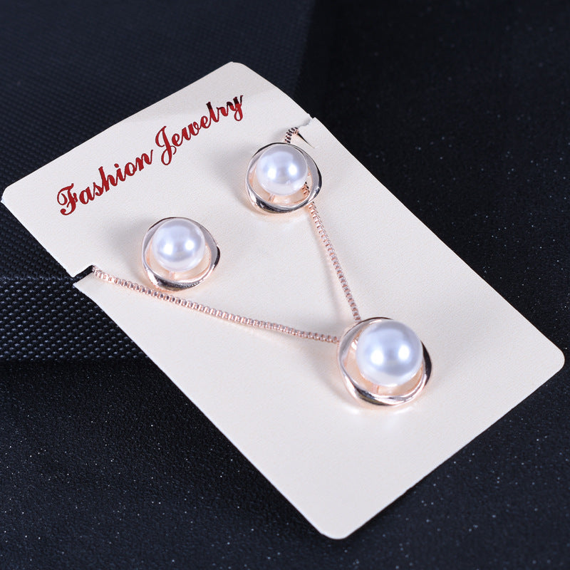 Suite de collier et boucles d'oreilles en alliage de galvanoplastie, Imitation de perles